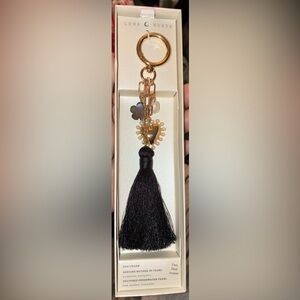 LUNA NORTE TikTok Viral Black Tassel and Charms Elegant Purse Bag Charm NEW NWT